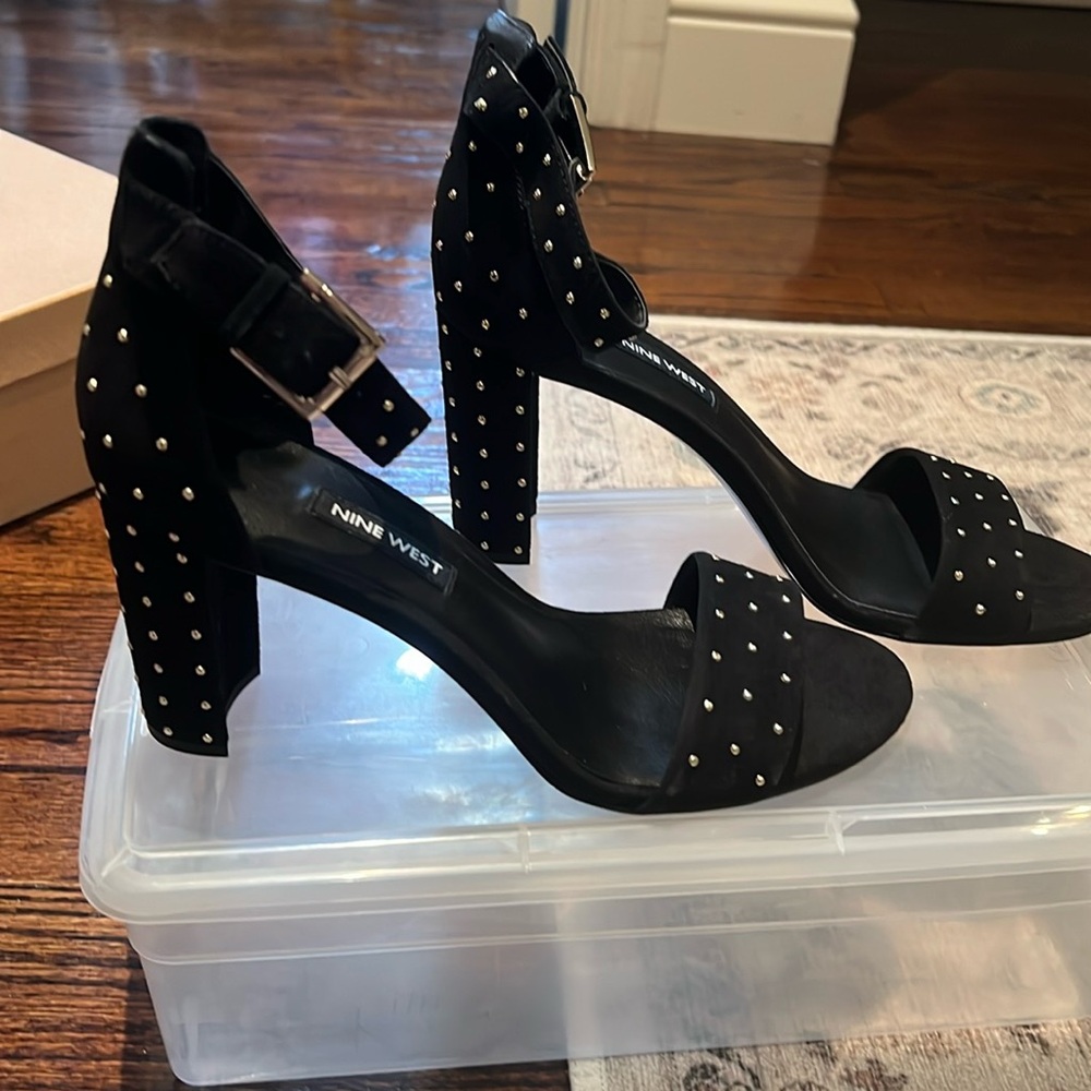 Black or Camel Suede Gold Studded Heels Sz 8 Never worn
